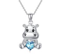 PROESS Collar de plata de ley 925 con diseño de búho, ardilla, elefante, vaca de tierra, regalo de Navidad para el día de la madre, Plata esterlina