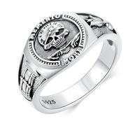PROESS Memento Mori - Anillo de plata de ley 925 con diseño de calavera, regalo para mujeres y hombres, 7, Plata de ley, Sin piedra preciosa