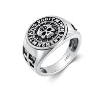 PROESS Memento Mori - Anillo de plata de ley 925, diseño de calavera, regalo para hombre y mujer (tamaño 7/8/9/10), 9, Plata de ley, Sin piedras preciosas