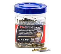 Proferred - Tornillos profesionales para madera V56091 para terrazas y exteriores, revestimiento SKT de bronce de 6 lóbulos - Spray de sal de 1500 horas, opciones de tamaño en #8, 9 y #10, longitudes