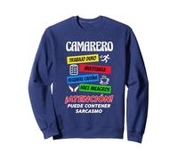 Profesion Divertida Camarero Sudadera, Unisex para Adultos, Azul Marino, L