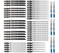 Profesional 52 Piezas Hojas De Sierra De Calar Basic，10 modelos Accesorios Sierra De Calar eje en T，Vástago hojas de Sierra de Calar Con caja de plástico portátil,Ideal para madera, plástico y metal