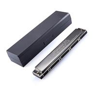 Profesional Armónica Instrumento De Viento Tremolo Harmonica 24 Agujeros Para Principiantes Con Estuche Y Tela (Color : A key)