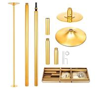 Profesional Barra Pole Dance Para el Hogar,Altura Ajustable de 216,1 a 279,4 cm (45 mm), Giratoria y Estática,Pole Dance Portátil y Extraíble para Clubes,Estudios de Fitness,Soporta 149,6 kg-Dorado