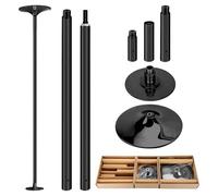 Profesional Barra Pole Dance Para el Hogar,Altura Ajustable de 216,1 a 279,4 cm (45 mm), Giratoria y Estática,Pole Dance Portátil,Extraíble para Clubes y Estudios de Fitness,Soporta 149,6 kg-Negro