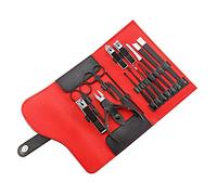 Profesional Cortaúñas Damas Negro Clippers del clavo de acero inoxidable Conjunto de uñas Clippers Set cutícula facial con uñas y herramientas de cuidado con el caso de cuero rojo Set de Manicura