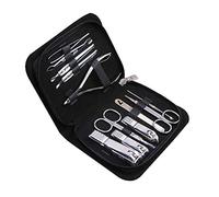 Profesional Cortaúñas Funda de cuero negro de uñas Clippers Set Tijeras del clavo del oído Escoja pedicura Conjunto de Herramientas rectangular cuidado de las uñas de la caja blanca (de 9) Set de Mani