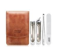 Profesional Cortaúñas Juego de cortaúñas de 4 piezas, cortauñas portátil for uñas de los pies y las manos, Kit de manicura con estuche de cuero PU, Kit de manicura de acero inoxidable Set de Manicura