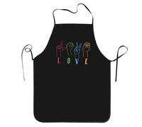 Profesional Delantal Concienciación Sobre La Sordera Lenguaje De Señas Amor Impermeable Delantal De Chef Con Tirantes Delantales De Cocina Para Hombre Trabajo Camarero 52X72Cm