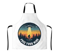 Profesional Delantal Libera Tu Mente Ovni Pie Grande Árbol Sasquatch Antiincrustante Delantal De Cocina Unisex Apron Para Casa Jardinería Peluquero