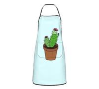 Profesional Delantal Linda Planta De Cactus Flores Divertida Maceta De Cactus Impermeable Delantal De Trabajo Ajustable Delantales De Cocina Para Restaurante Pasteles Jardinería 52X72Cm