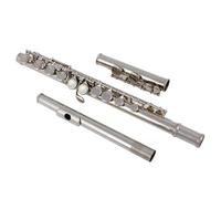 Profesional Flauta Travesera Instrumentos De Flauta Transversal En Tono C, 16 Agujeros Cerrados, Chapados En Plata, Con Estuche De Almacenamiento