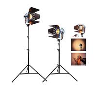 Profesional Fresnel de Tungsteno Luz Continua Pro Video luz del Punto 650W Kit: 2X 650W Spotlight, 2X Soporte de luz y Bombilla Halógena para Fotográfico Estudio