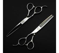 Profesional Japón 440C Zurdo 6 Pulgadas Tijeras De Corte De Pelo Plateado Corte De Pelo Adelgazamiento Tijeras De Peluquería Tijeras De Peluquero L48650,Plata,6 inch