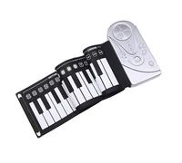 Profesional Piano Eléctrico Piano Enrollado A Mano De 49 Teclas Para Estudiantes, Teclado Electrónico Portátil Plegable, Instrumento De Piano (Color : Silver)