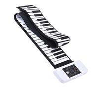 Profesional Piano Eléctrico Teclado Electrónico Enrollado A Mano, Engrosado, Plegable, De 88 Teclas, Piano Enrollado A Mano Con 128 Sonidos Y 128 Ritmos (Color : White)