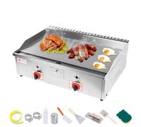 Profesional Plancha de Gas Butano, Plancha Acero inoxidable 73 x 40 cm Protector contra Salpicaduras Cajón Drenaje para Grasa portátil para Adecuado para restaurantes bares familia cámping (73 X 40cm)