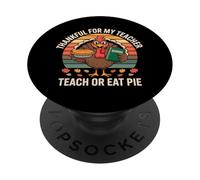 Profesor de Acción de Gracias de Pavo Retro enseñar Agradecido o Comer Pastel PopSockets PopGrip Adhesivo