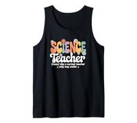 Profesor de Ciencias Retro Groovy Stem Escuela de Biología de Física Camiseta sin Mangas