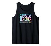 Profesor de computadora Enseñar Motivar Amor Inspirar Enseñanza Lema Camiseta sin Mangas