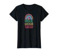 Profesor de Educación Física Bohemio Rainbow Saludable Camiseta gráfica económica, Mujer, Negro, XS