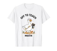 Profesor de Escuela de matemáticas Tonto Ganso Divertido Camiseta gráfica económica, Hombre, Blanco, S