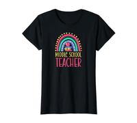 Profesor de Escuela Secundaria Bohemian Rainbow Estética Saludable Camiseta gráfica económica, Mujer, Negro, M