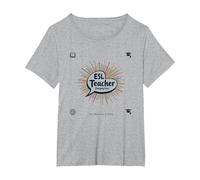 Profesor de ESL: Cambiar Vidas una Palabra a la Vez Camiseta, Mujer Tallas Grandes, Gris Jaspeado, 1XL Grande