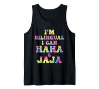 Profesor de español Divertido, Soy bilingüe, Puedo, ja, ja, ja y Jaja Tiedye Camiseta sin Mangas
