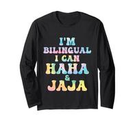 Profesor de español Divertido, Soy bilingüe, Puedo, ja, ja, ja y Jaja Tiedye Manga Larga