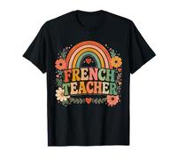 Profesor de Francés Retro Rainbow Idioma Educador Diseño Camiseta