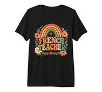Profesor de Francés Retro Rainbow Idioma Educador Diseño Camiseta Premium