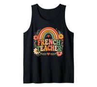 Profesor de Francés Retro Rainbow Idioma Educador Diseño Camiseta sin Mangas