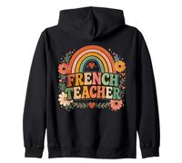 Profesor de Francés Retro Rainbow Idioma Educador Diseño Sudadera con Capucha