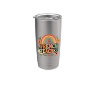 Profesor de Francés Retro Rainbow Idioma Educador Diseño Vaso térmico de acero inoxidable de doble pared