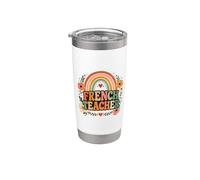 Profesor de Francés Retro Rainbow Idioma Educador Diseño Vaso térmico de acero inoxidable de doble pared