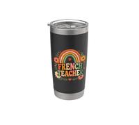 Profesor de Francés Retro Rainbow Idioma Educador Diseño Vaso térmico de acero inoxidable de doble pared