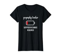 Profesor de geografía Recarga de Verano Camiseta gráfica económica, Mujer, Negro, L