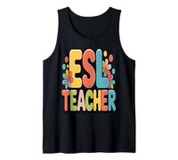 Profesor de inglés como Segundo Idioma: Groovy Floral Retro Camiseta sin Mangas