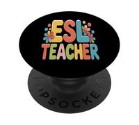 Profesor de inglés como Segundo Idioma: Groovy Floral Retro PopSockets PopGrip Adhesivo