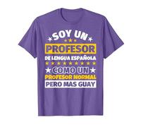 Profesor de Lengua española Regalo Camiseta, Hombre, Morado Jaspeado, 3XL