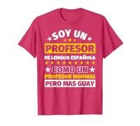 Profesor de Lengua española Regalo Camiseta, Hombre, Rojo Jaspeado, 3XL