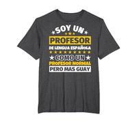 Profesor de Lengua española Regalo Camiseta, Hombre Tallas Grandes, Jaspeado Oscuro, 3X Alto