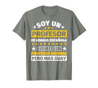 Profesor de Lengua española Regalo Camiseta, Hombre, Verde Militar Jaspeado, 3XL