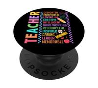 Profesor Dedicado Motivado Amor Creativo Inteligente PopSockets PopGrip Adhesivo