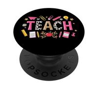 Profesor Enseñar Lindo Equipo Enseñanza tee Rosa Girly PopSockets PopGrip Adhesivo