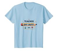 Profesor Fuera de Servicio - Vacaciones Divertidas para educadores, Maestro Camiseta, Niños, Azul Bebé, 12 años