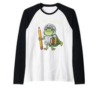 Profesor Rana Que Probamos Al Amanecer Día De Prueba Funny Frog Examen Final Camiseta Manga Raglan