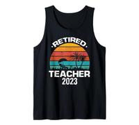 Profesor Retirado 2023 Atardecer Vacaciones Palmera Camiseta sin Mangas