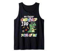 Profesor sobrevivió 100 días: Me Dino 100th Day School Boys Kids Camiseta sin Mangas